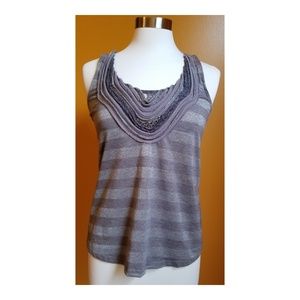 Anthropologie One September Metallic Stripe Top S